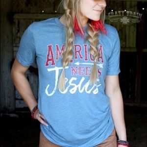 New America Needs Jesus t-shirt short sleeve tee